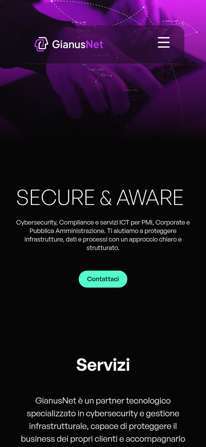Anteprima del sito GianusNet su telefono